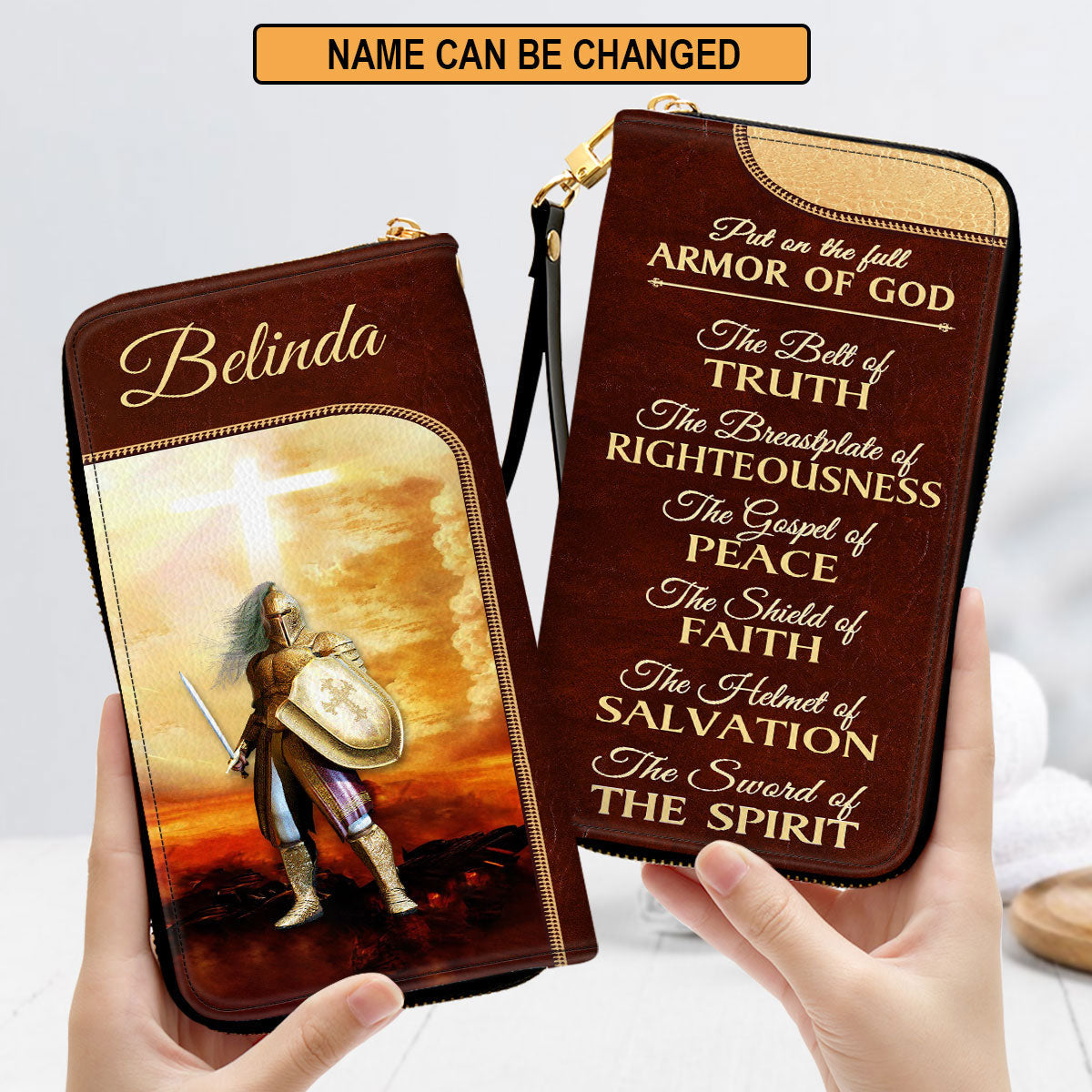 Inspirational Religious Gifts For Women The Gospel Of Peace Clutch Purse For Women - Personalized Name - Christian Gifts For Women