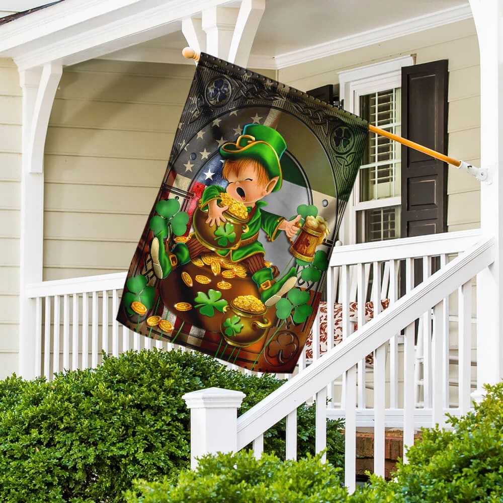 Irish American Leprechaun Happy St. Patrick's Day House Flag - St Patrick's Day Garden Flag - St. Patrick's Day Decorations
