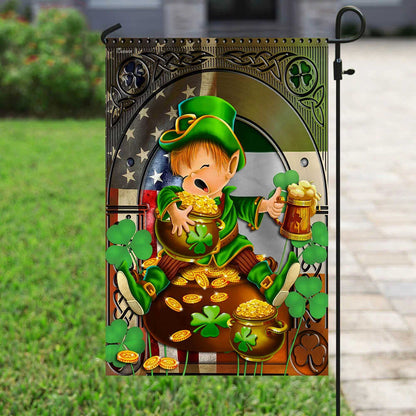 Irish American Leprechaun Happy St. Patrick's Day House Flag - St Patrick's Day Garden Flag - St. Patrick's Day Decorations