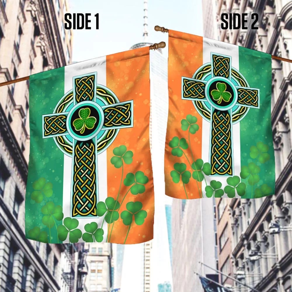 Irish Celtic Knot Cross House Flag - St Patrick's Day Garden Flag - St. Patrick's Day Decorations