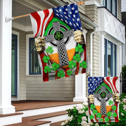 Irish Celtic Knot Cross Irish House Flag - St Patrick's Day Garden Flag - St. Patrick's Day Decorations
