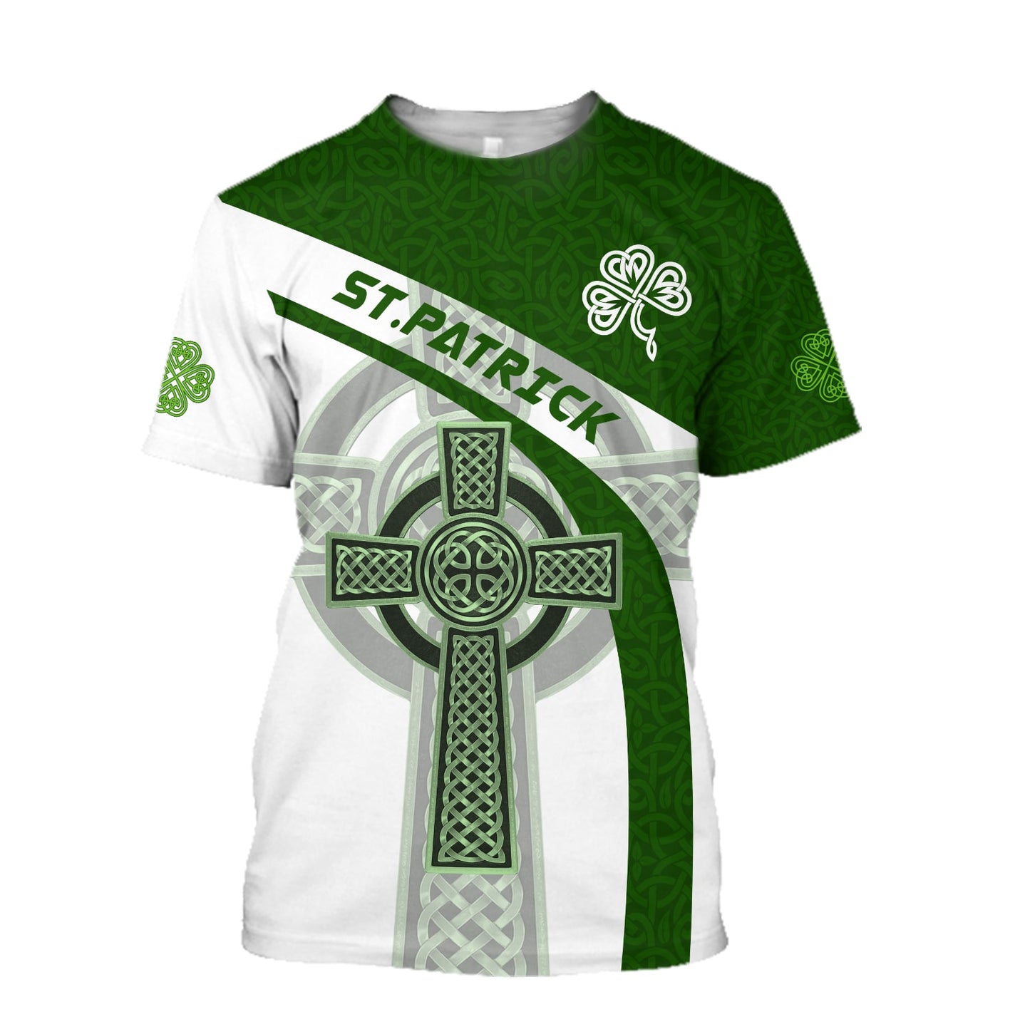 Irish Celtic Knot Cross St.Patrick Day 3d Print Tee Shirts - St Patricks Day 3D Shirts for Men & Women