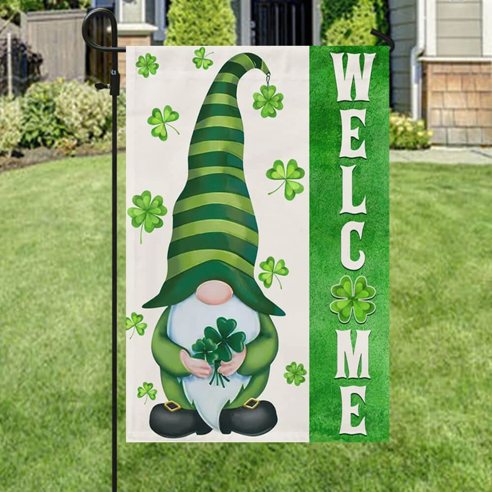Irish Gnome Welcome House Flag - St Patrick's Day Garden Flag - St. Patrick's Day Decorations