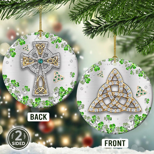 Irish Jewelry Style Ceramic Circle Ornament - Decorative Ornament - Christmas Ornament