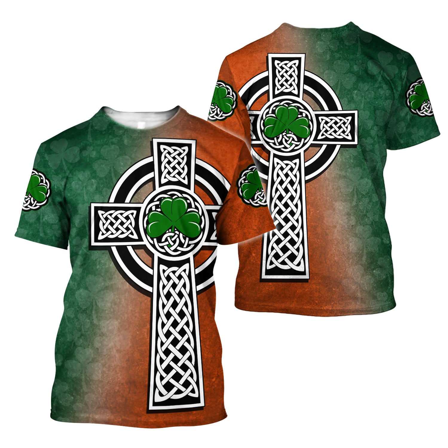 Irish Saint Patrick's Day Shamrock Celtic Cross 3d Print Shirts - St Patricks Day 3D Shirts for Men & Women