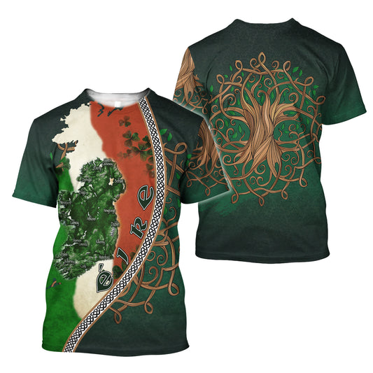 Irish Saint Patrick's Day Shamrock Celtic Cross 3d Print Tee Shirts - St Patricks Day 3D Shirts for Men & Women