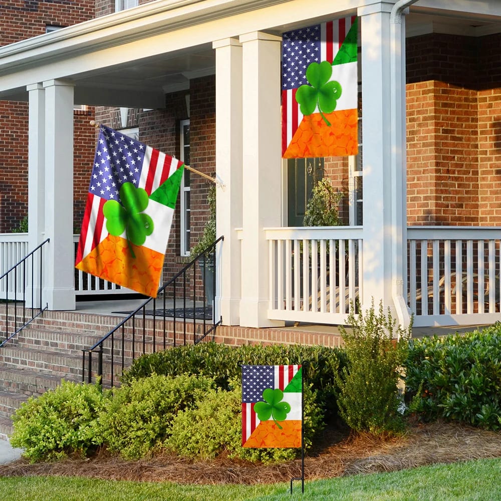 Irish Shamrock American House Flag - St Patrick's Day Garden Flag - St. Patrick's Day Decorations