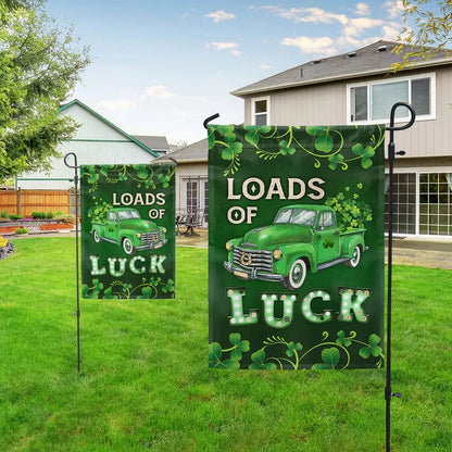 Irish Shamrock Loads Of Luck House Flag - St Patrick's Day Garden Flag - St. Patrick's Day Decorations