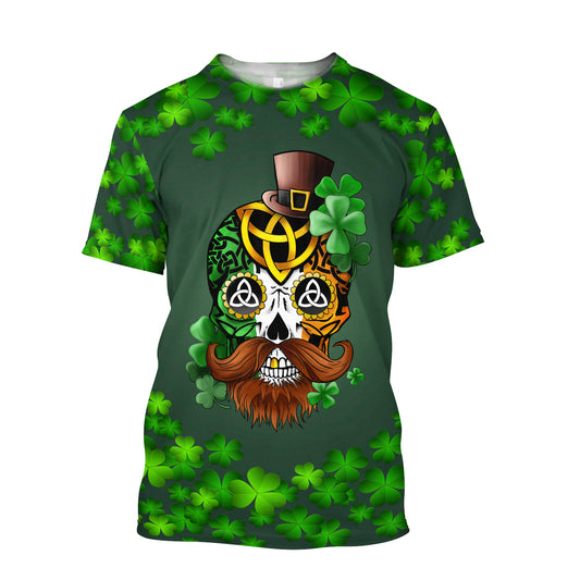 Irish Skull St Patrick Day 3d Printed Shirts - St Patricks Day 3D Shirts for Men & Women