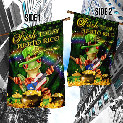 Irish Today Puerto Rico Tomorrow St. Patrick's Day House Flag - St Patrick's Day Garden Flag - St. Patrick's Day Decorations