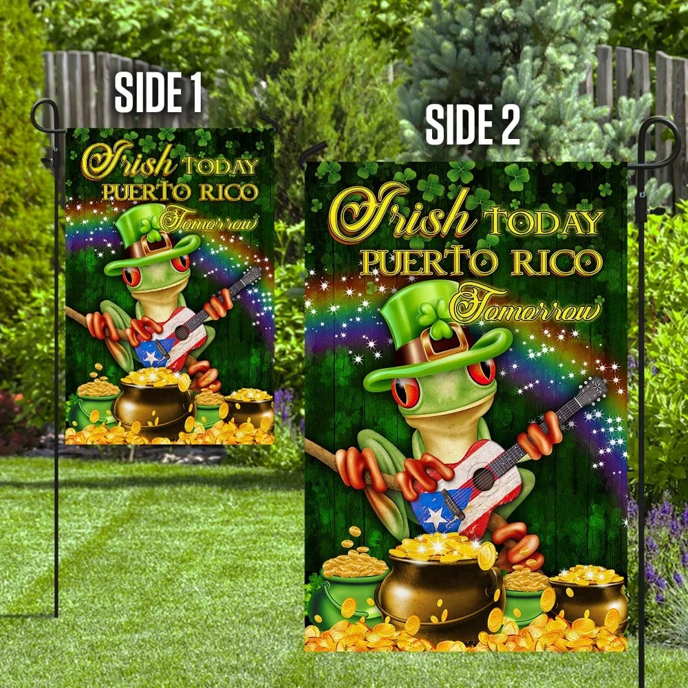 Irish Today Puerto Rico Tomorrow St. Patrick's Day House Flag - St Patrick's Day Garden Flag - St. Patrick's Day Decorations