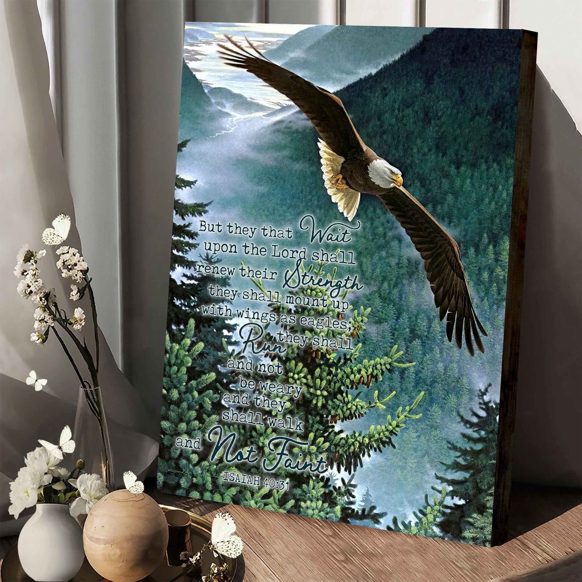 Isaiah 40:31 Eagle Canvas Prints - But They That Wait Upon The Lord Shall Renew Their Strength Wall Art