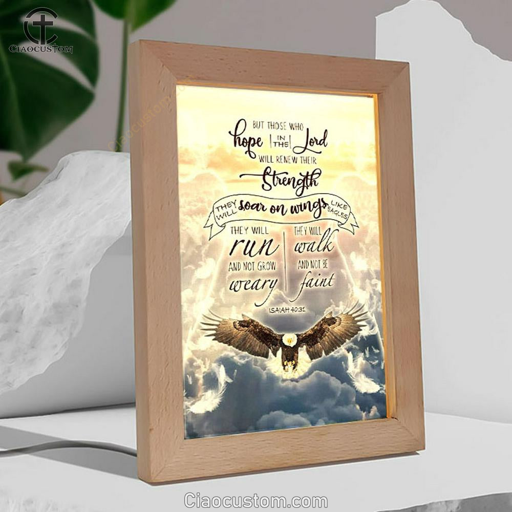 Isaiah 4031 Those Who Hope In The Lord Bible Verse Wooden Lamp Art - Bible Verse Wooden Lamp - Scripture Night Light