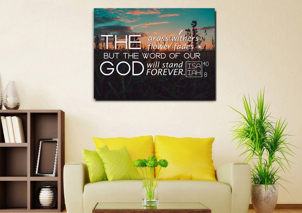 Isaiah 408 Word Of God Will Stand Forever Canvas Wall Art Print - Christian Canvas Wall Art