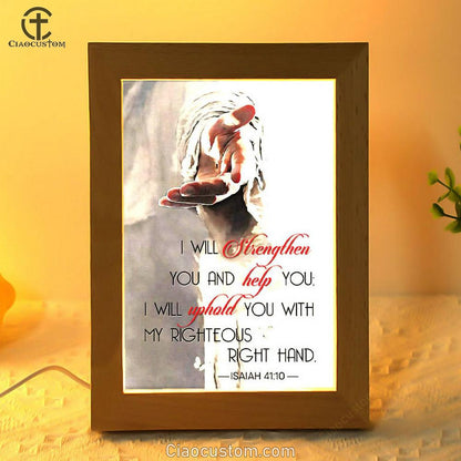 Isaiah 4110 I Will Strengthen You And Help You Bible Verse Wooden Lamp Art - Bible Verse Wooden Lamp - Scripture Night Light