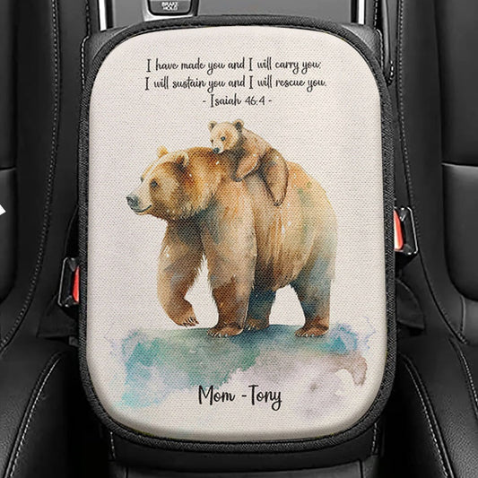 Isaiah 464 I Have Made You And I Will Carry You Personalized Seat Box Cover, Religious Car Center Console Cover, Bible Car Interior Accessories