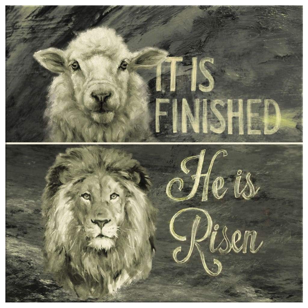 It Is Finished He Is Risen 1 Canvas Wall Art - Christian Wall Art - Religious Wall Decor