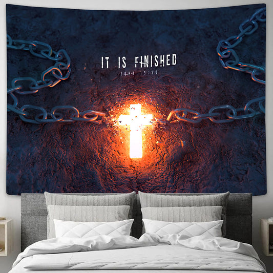 It Is Finished John 19 30 - Religious Tapestry - Jesus Wall Tapestry - Tapestry Wall Hanging