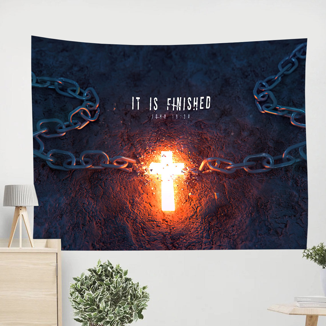 It Is Finished John 19 30 - Religious Tapestry - Jesus Wall Tapestry - Tapestry Wall Hanging