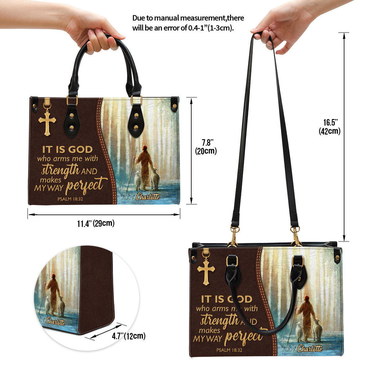 It Is God Who Makes My Way Perfect Awesome Personalized Leather Bag For Women - Religious Gifts For Women