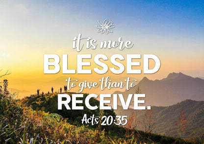 It Is More Blessed To Give Than To Receive Acts 2035 Canvas Wall Art Print - Christian Canvas Wall Art