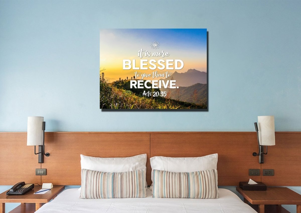 It Is More Blessed To Give Than To Receive Acts 2035 Canvas Wall Art Print - Christian Canvas Wall Art