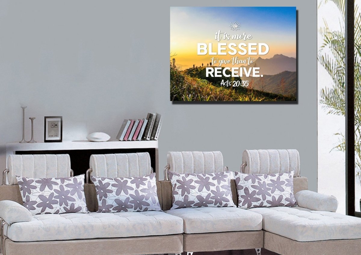 It Is More Blessed To Give Than To Receive Acts 2035 Canvas Wall Art Print - Christian Canvas Wall Art