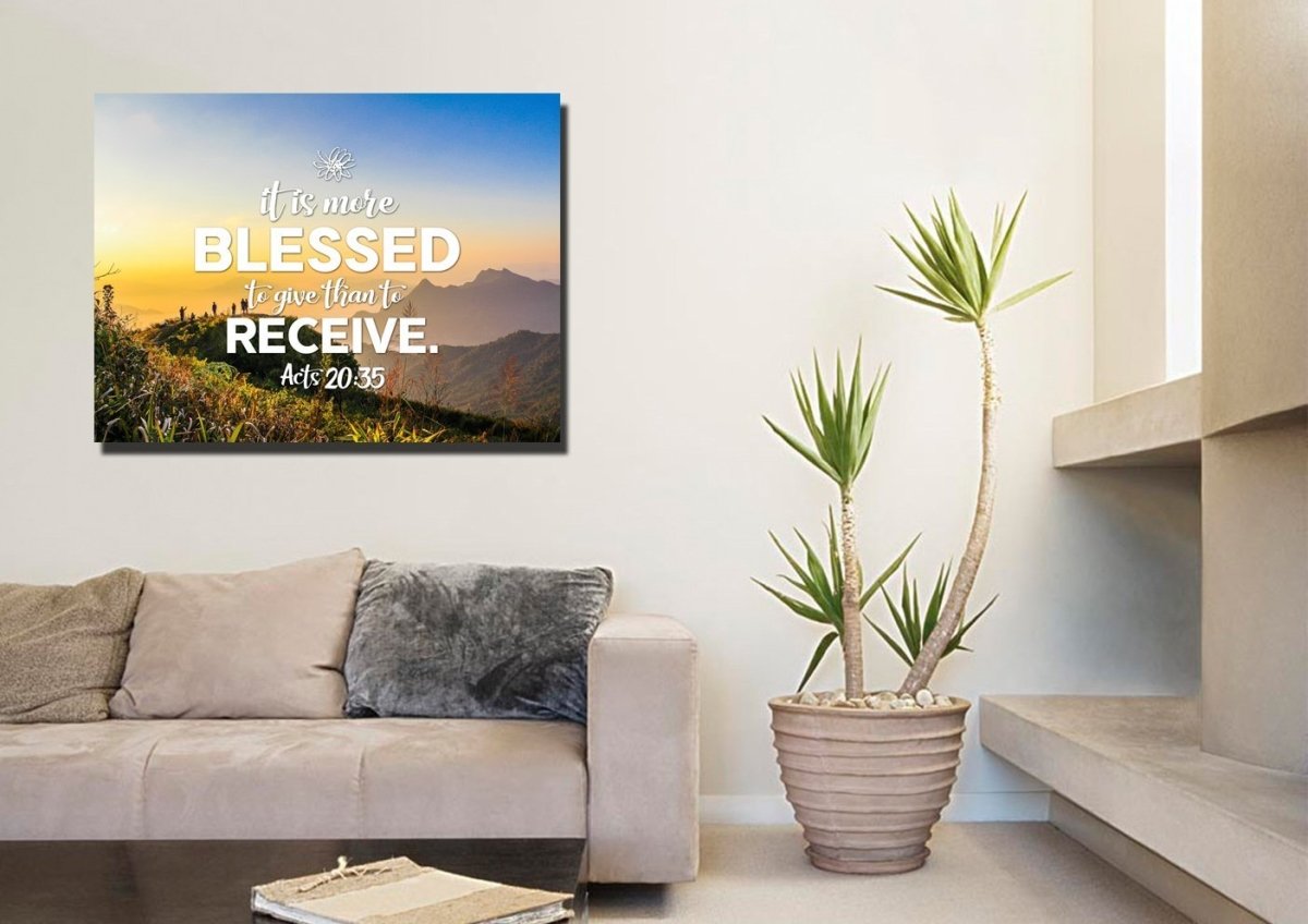 It Is More Blessed To Give Than To Receive Acts 2035 Canvas Wall Art Print - Christian Canvas Wall Art