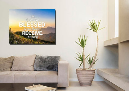 It Is More Blessed To Give Than To Receive Acts 2035 Canvas Wall Art Print - Christian Canvas Wall Art