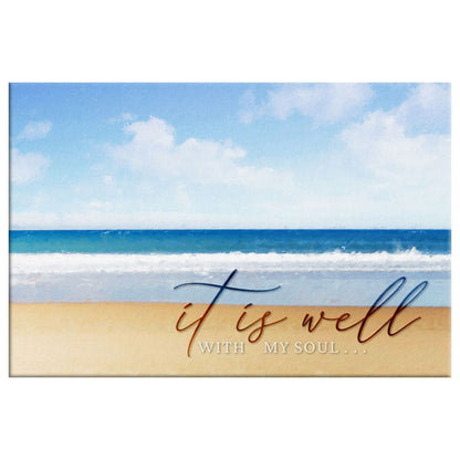 It Is Well With My Soul, Beach Coastal, Christian Wall Art Canvas Print - Religious Wall Decor