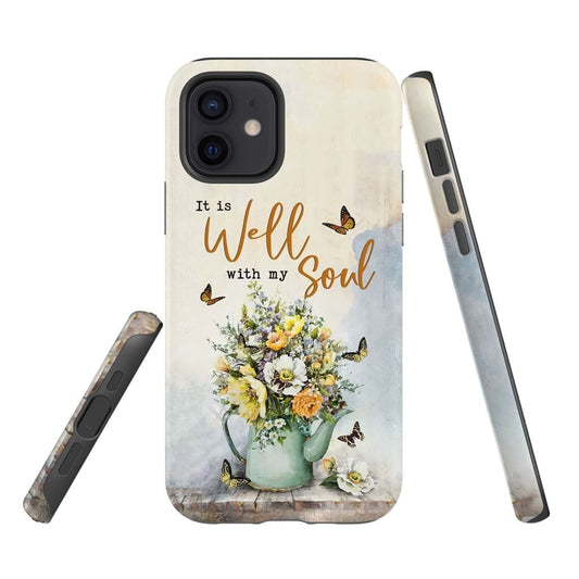 It Is Well With My Soul Butterflies Flowers Phone Case - Christian Phone Cases - Religious Phone Case