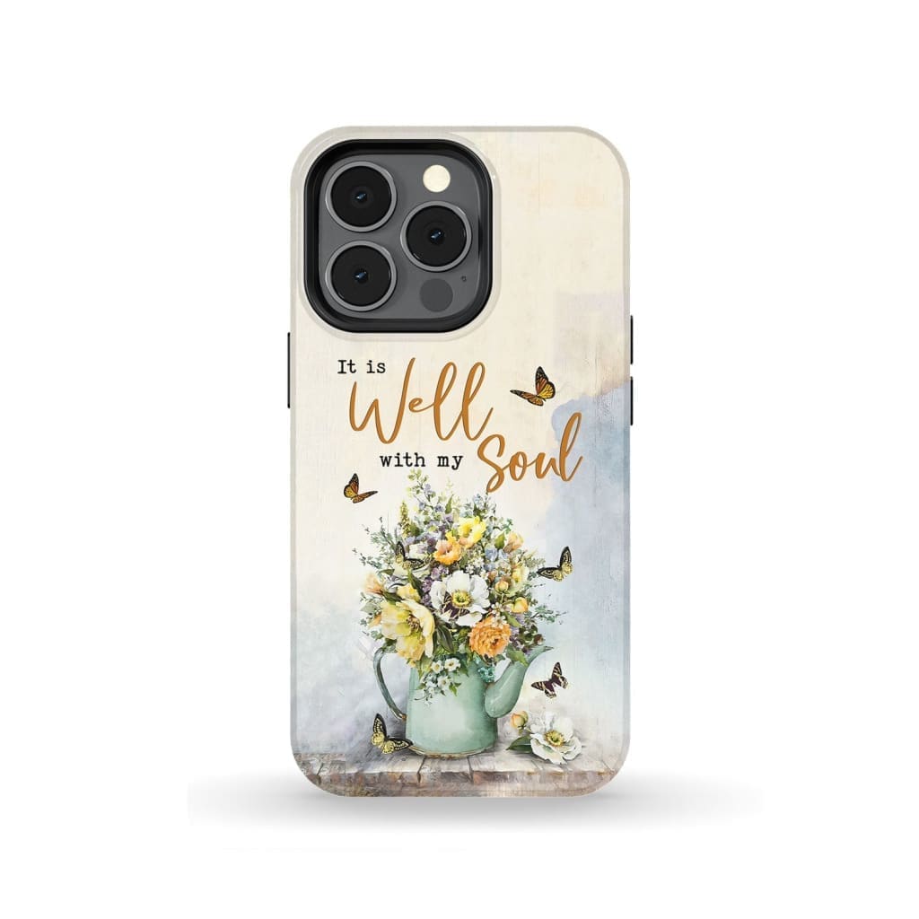 It Is Well With My Soul Butterflies Flowers Phone Case - Christian Phone Cases - Religious Phone Case
