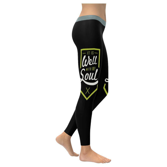 It Is Well With My Soul Christian Jesus Faith  Upf40+ Womens Leggings - Christian Leggings For Women