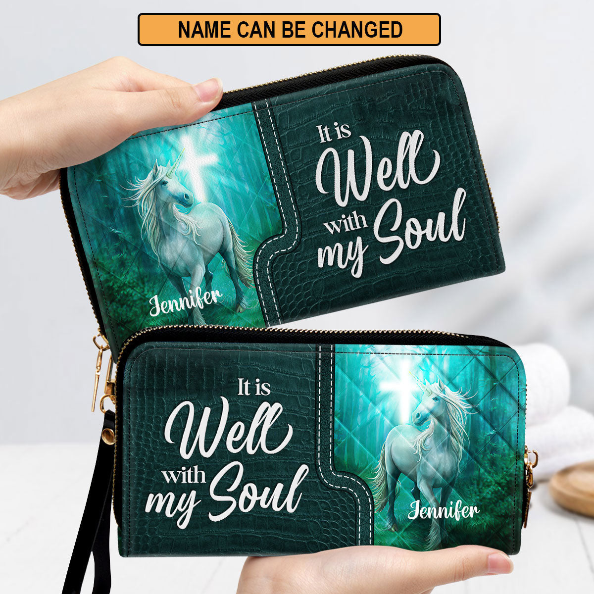 It Is Well With My Soul Clutch Purse For Women - Personalized Name - Christian Gifts For Women