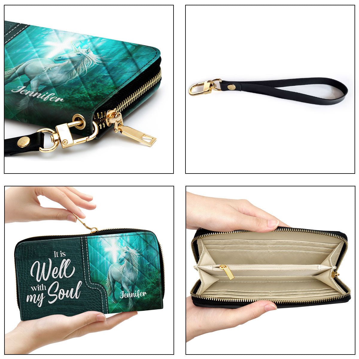 It Is Well With My Soul Clutch Purse For Women - Personalized Name - Christian Gifts For Women