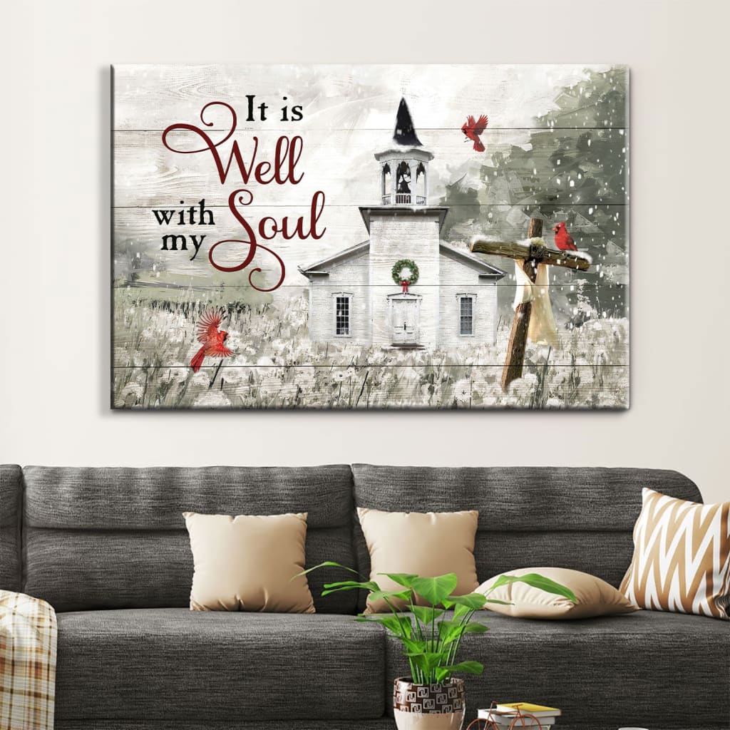 It Is Well With My Soul Country Church Wall Art Canvas - Religious Wall Decor