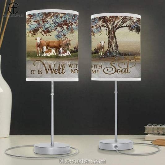 It Is Well With My Soul Farmhouse Style Table Lamp For Bedroom - Christian Room Decor