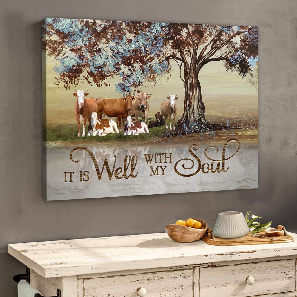 It Is Well With My Soul Farmhouse Style Wall Art Canvas - Religious Wall Decor