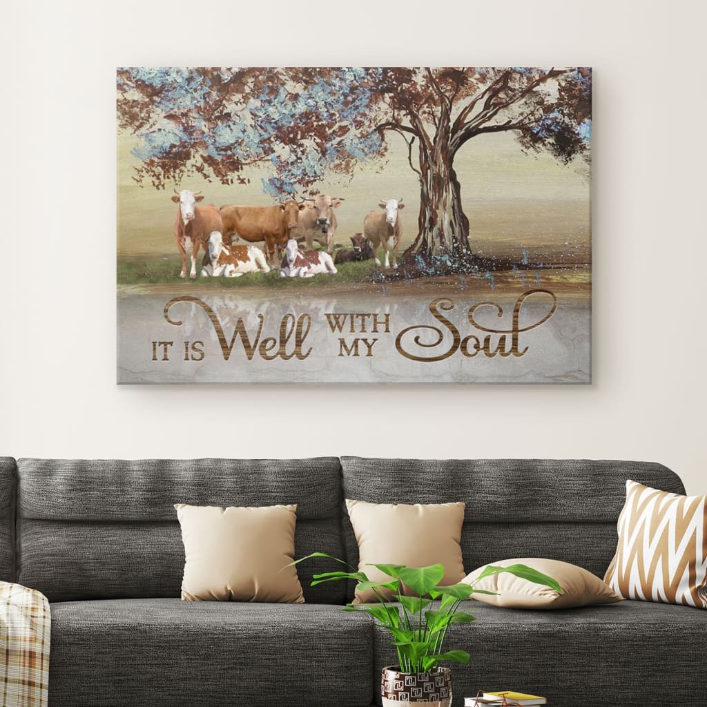 It Is Well With My Soul Farmhouse Style Wall Art Canvas - Religious Wall Decor