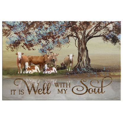 It Is Well With My Soul Farmhouse Style Wall Art Canvas - Religious Wall Decor