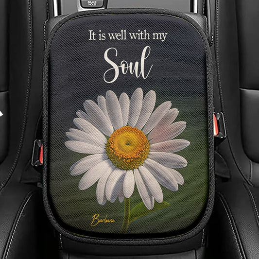 It Is Well With My Soul Guitar Monarch Butterfly Music Sheet Seat Box Cover, Christian Car Center Console Cover, Bible Verse Car Interior Accessories