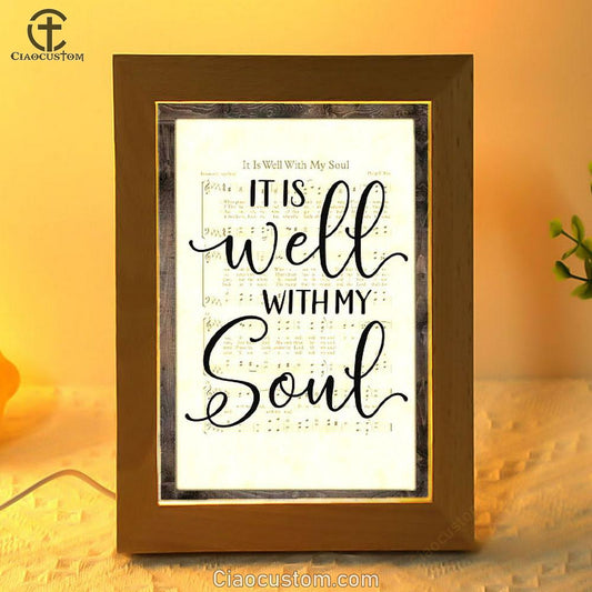 It Is Well With My Soul Hymn Sheet Music Christian Frame Lamp Prints - Bible Verse Wooden Lamp - Scripture Night Light