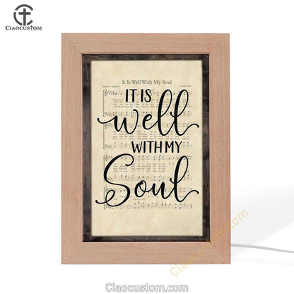 It Is Well With My Soul Hymn Sheet Music Christian Frame Lamp Prints - Bible Verse Wooden Lamp - Scripture Night Light