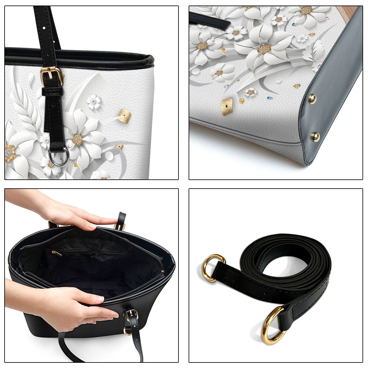 It Is Well With My Soul Personalized Large Leather Tote Bag - Christian Inspirational Gifts For Women