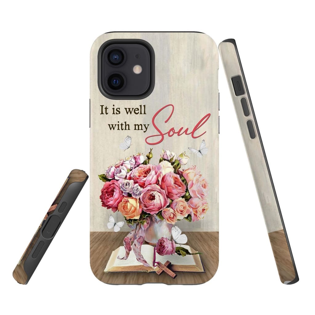 It Is Well With My Soul, Roses With Old Bible Book Phone Case - Christian Phone Cases - Religious Phone Case