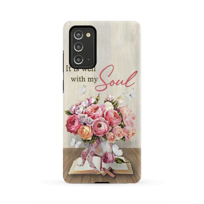 It Is Well With My Soul, Roses With Old Bible Book Phone Case - Christian Phone Cases - Religious Phone Case