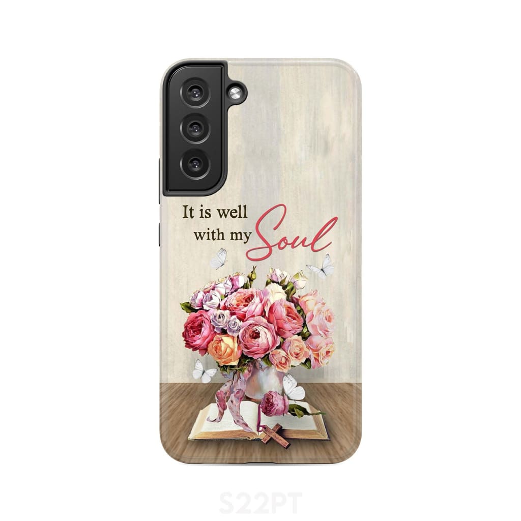 It Is Well With My Soul, Roses With Old Bible Book Phone Case - Christian Phone Cases - Religious Phone Case