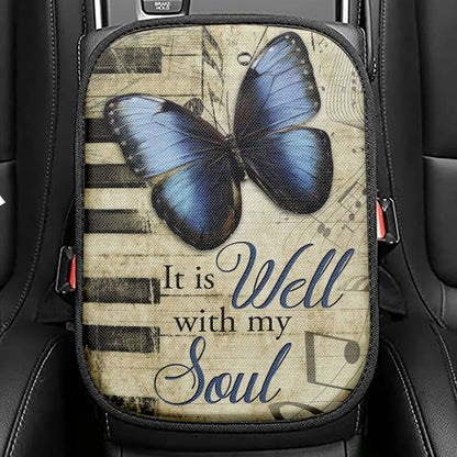 It Is Well With My Soul Seat Box Cover, Butterfly Seat Box Cover, Bible Verse Car Center Console Cover, Scripture Car Interior Accessories