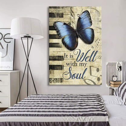 It Is Well With My Soul Wall Art Canvas, Butterfly Canvas Wall Art - Bible Verse Canvas - Scripture Wall Decor