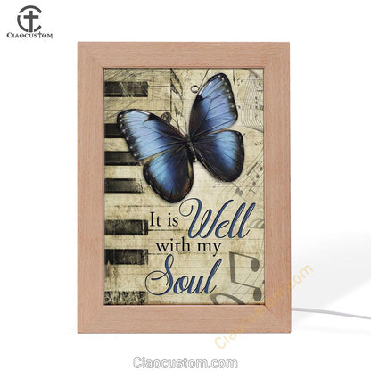 It Is Well With My Soul Wall Art Frame Lamp, Butterfly Frame Lamp Wall Art - Bible Verse Wooden Lamp - Scripture Wall Decor